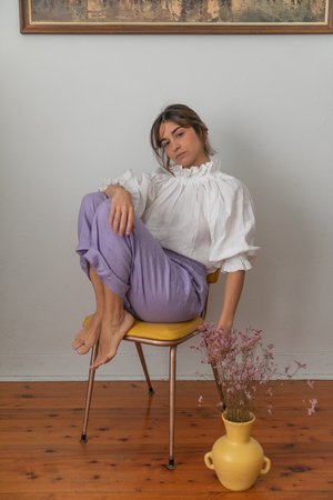 Muse the Label Celia Frill Blouse - White Muse the Label Celia Frill Blouse - White