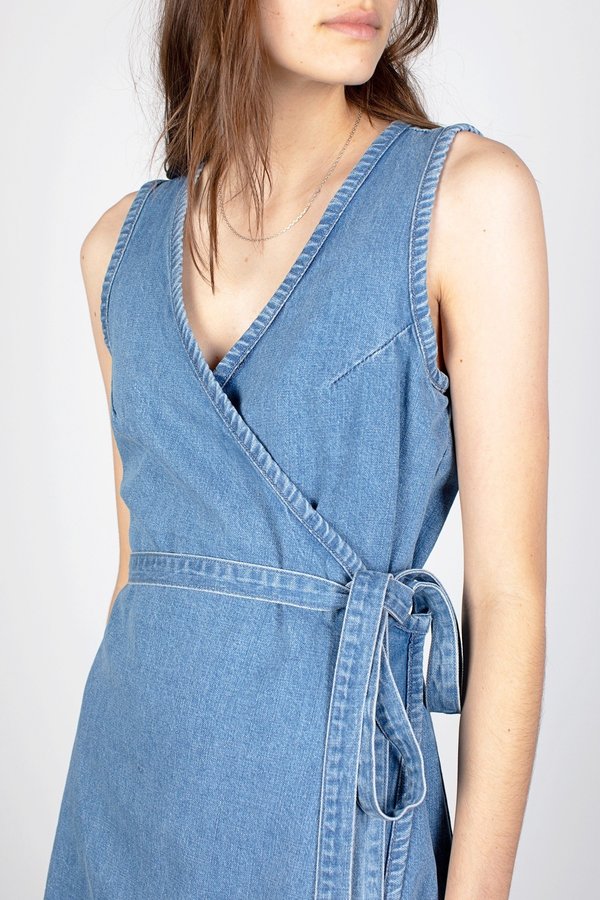 white christmas dresses Myosotis Square Neck Bowknot A-line Sleeveless Denim Dress