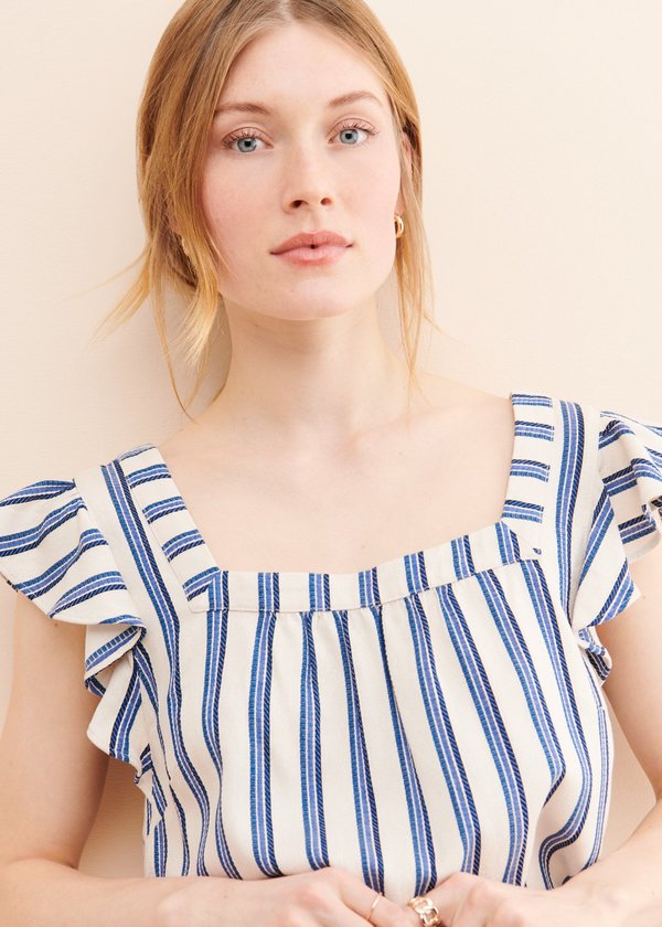 Mabel and Moss Dora Stripe Flutter Sleeve Top Mabel and Moss Dora Stripe Flutter Sleeve Top
