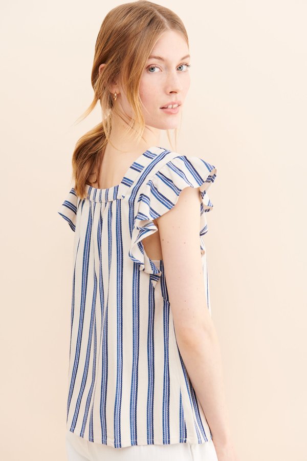 Mabel and Moss Dora Stripe Flutter Sleeve Top Mabel and Moss Dora Stripe Flutter Sleeve Top