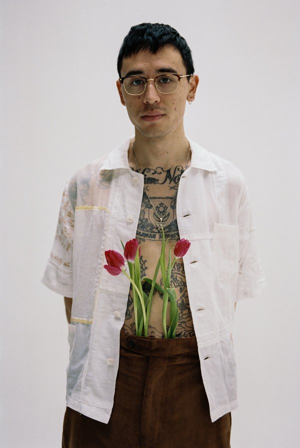 BODE One of a Kind Handkerchief Patchwork Louie Shirt - White Multi BODE One of a Kind Handkerchief Patchwork Louie Shirt - White Multi