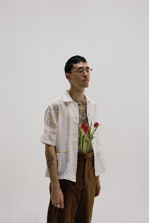BODE One of a Kind Handkerchief Patchwork Louie Shirt - White Multi BODE One of a Kind Handkerchief Patchwork Louie Shirt - White Multi