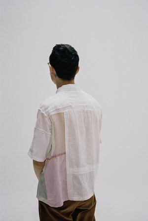 BODE One of a Kind Handkerchief Patchwork Louie Shirt - White Multi BODE One of a Kind Handkerchief Patchwork Louie Shirt - White Multi