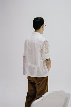 BODE One of a Kind Handkerchief Patchwork Louie Shirt - White Multi BODE One of a Kind Handkerchief Patchwork Louie Shirt - White Multi