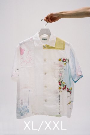 BODE One of a Kind Handkerchief Patchwork Louie Shirt - White Multi BODE One of a Kind Handkerchief Patchwork Louie Shirt - White Multi