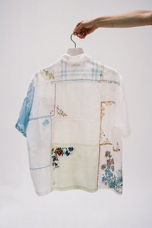 BODE One of a Kind Handkerchief Patchwork Louie Shirt - White Multi BODE One of a Kind Handkerchief Patchwork Louie Shirt - White Multi