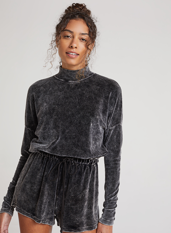 Bella Dahl Cropped Mock Neck Velour Pullover - VintageBlack Bella Dahl Cropped Mock Neck Velour Pullover - VintageBlack