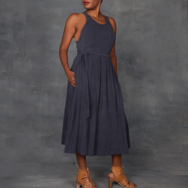 black crane wrap dress