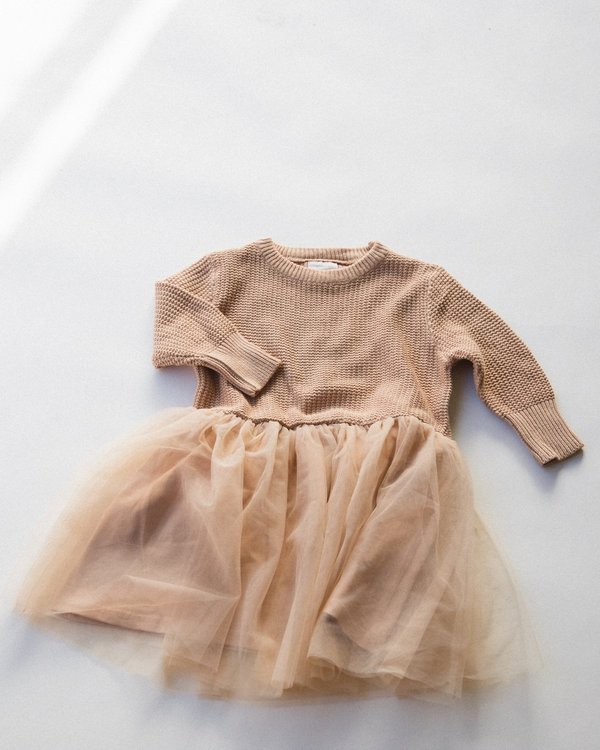 Raised By Water Chunky Knit Tutu Dress - Amber | Garmentory