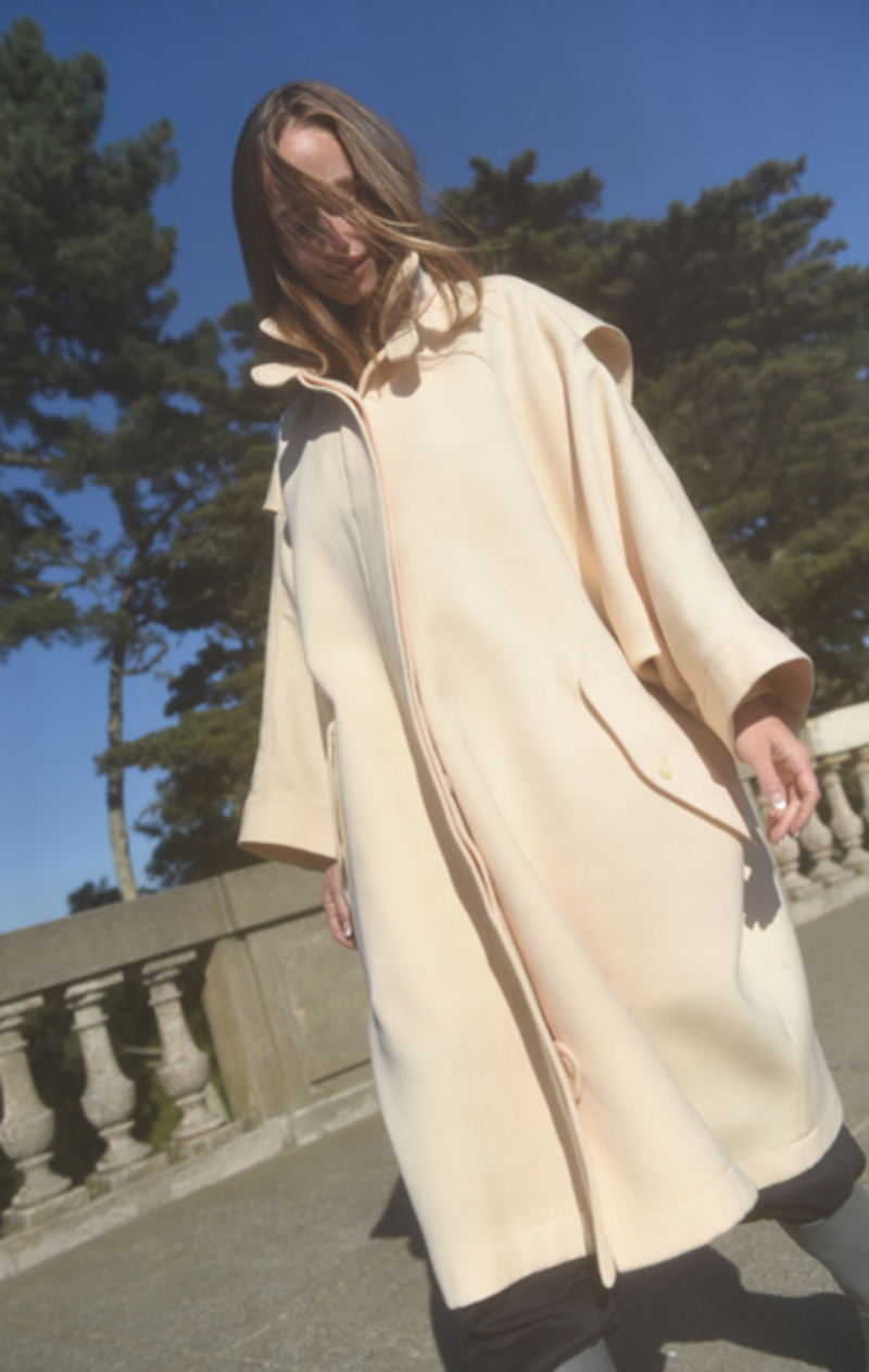 Vintage Wool Gabardine Coat - Pale Nude-Pink