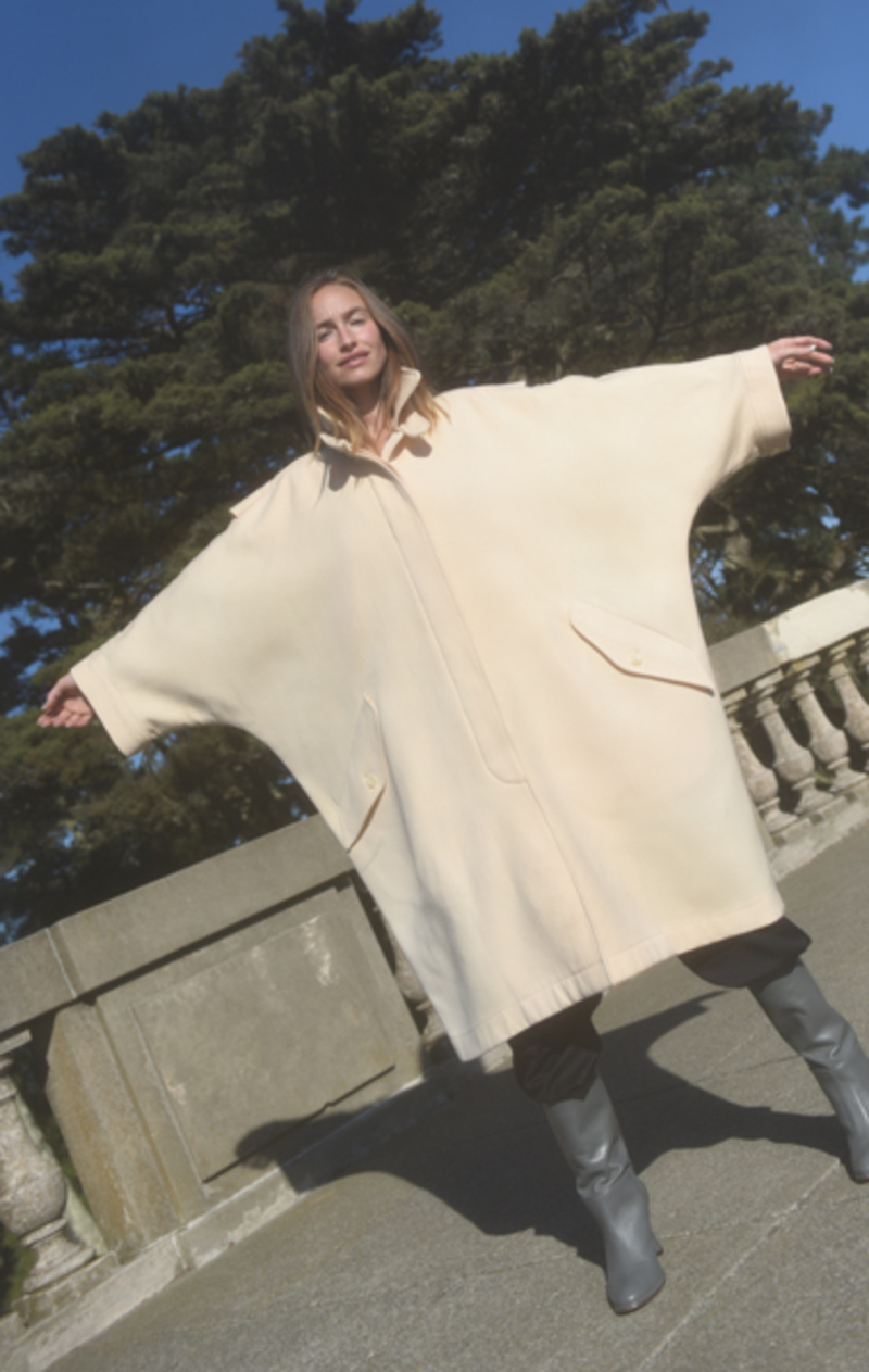 Vintage Wool Gabardine Coat - Pale Nude-Pink