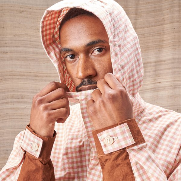 Story Mfg Forager Plant-Dyed Gingham Jacket - Apple Jam | Garmentory