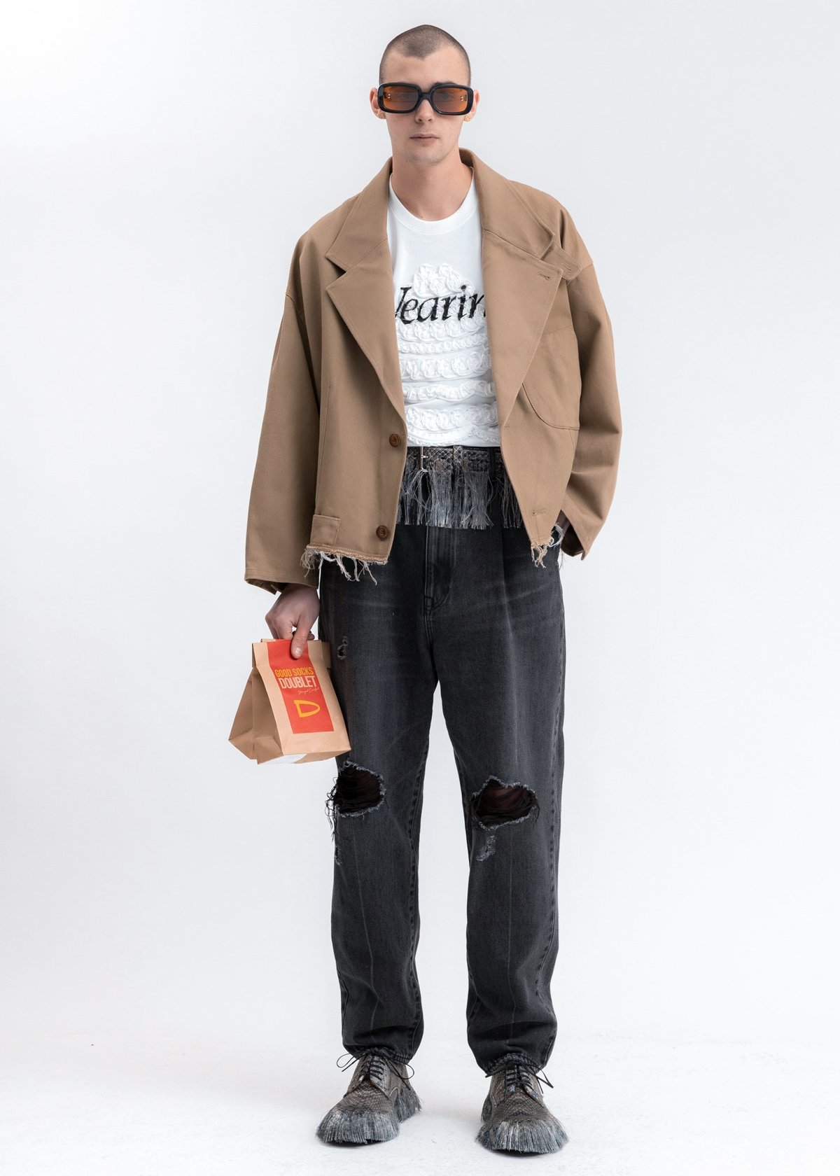 Doublet Silk Chino Cut Off Jacket - Beige | Garmentory