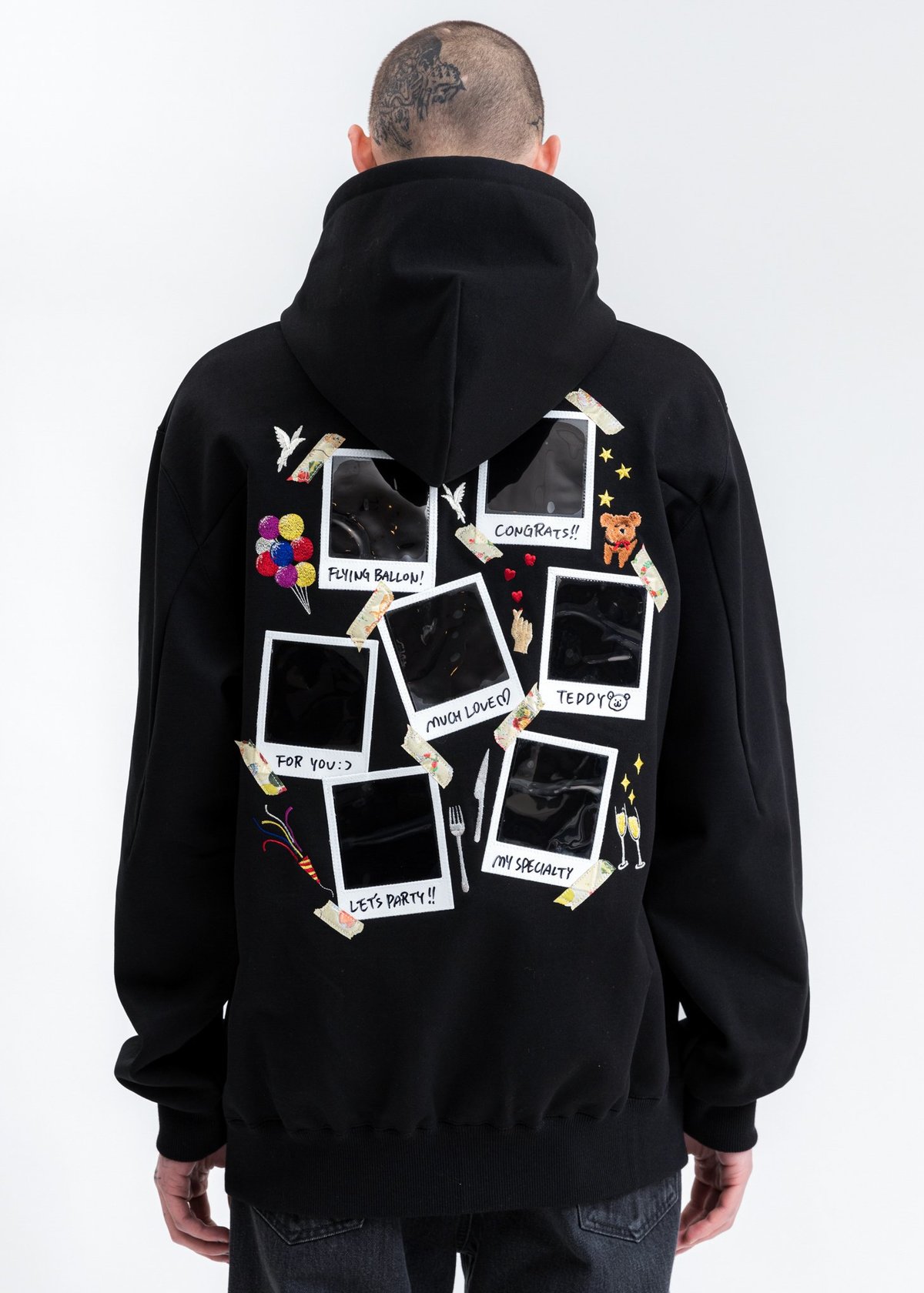Doublet Memorial Polaroid Hoodie - black | Garmentory