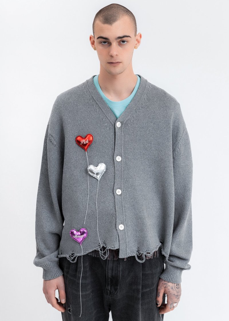 カーディガン doublet 21SS Happy balloon cardigan Doublet Happy Balloons Cardigan - Grey | Garmentory