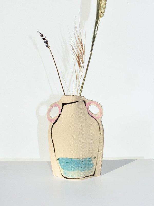 Alison Owen Sweetest Ever Yellow Flowers vase - cream Alison Owen Sweetest Ever Yellow Flowers vase - cream