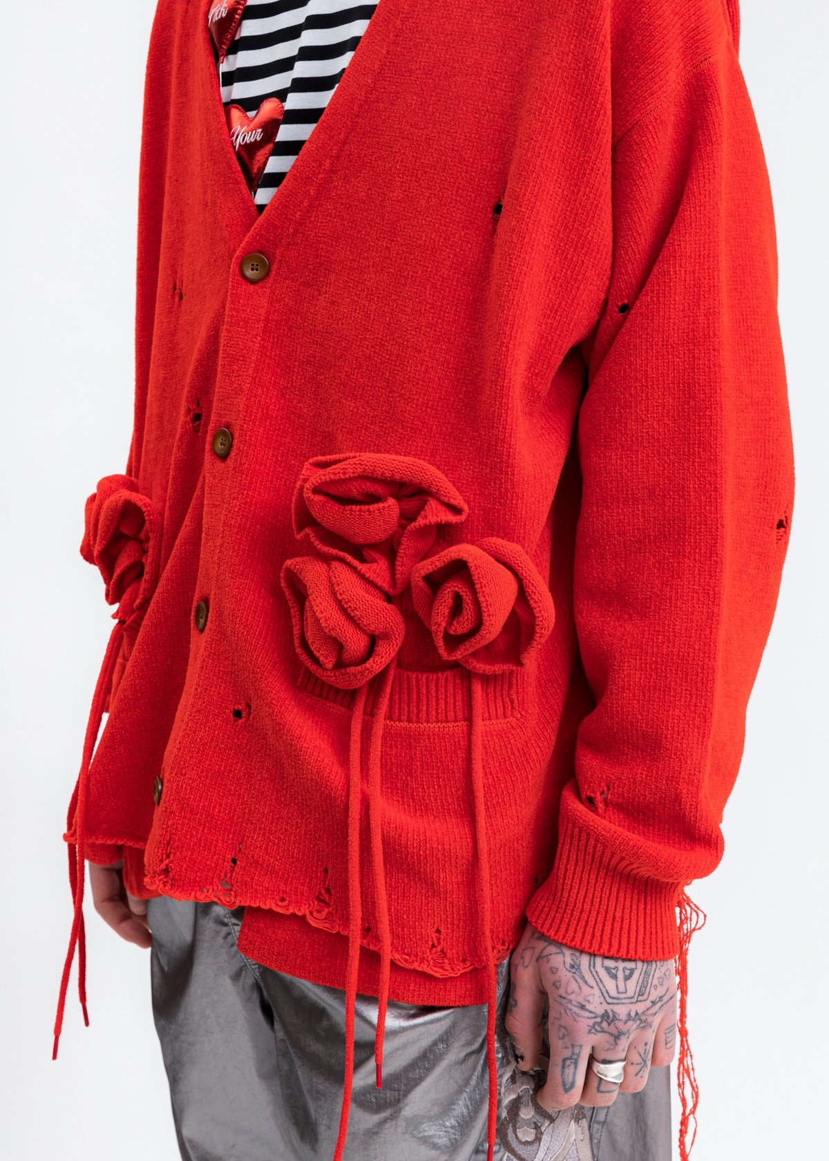 Red Flower Corsage Cardigan | Garmentory