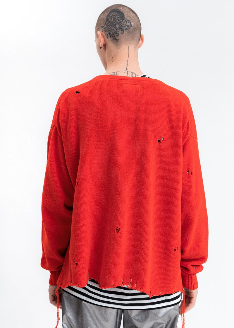 Red Flower Corsage Cardigan | Garmentory