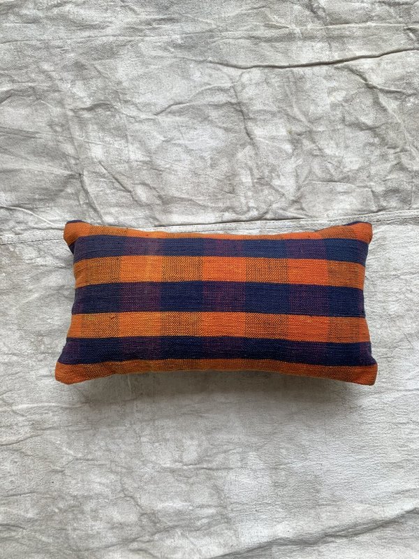 Cuttalossa & Co. Plaid Mini Lumbar Pillow 8 x 16'' - Tangerine/Denim Cuttalossa & Co. Plaid Mini Lumbar Pillow 8 x 16'' - Tangerine/Denim
