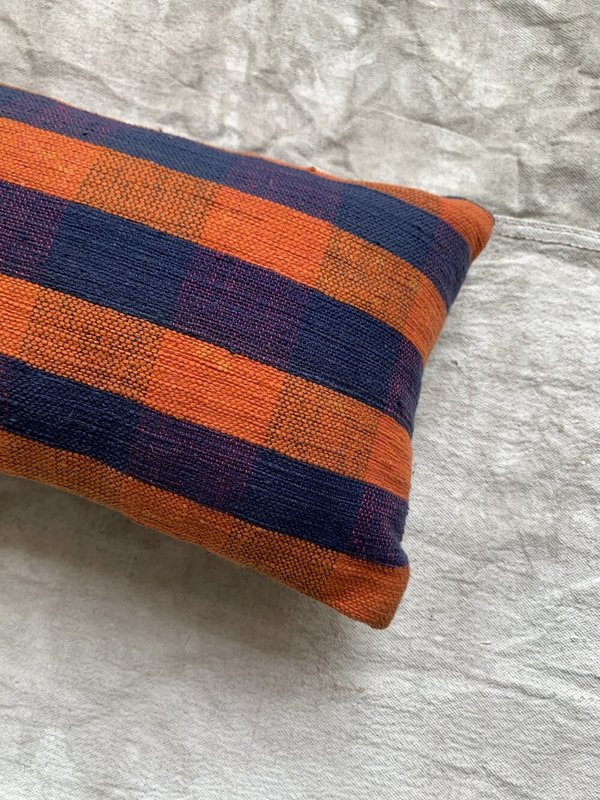Cuttalossa & Co. Plaid Mini Lumbar Pillow 8 x 16'' - Tangerine/Denim Cuttalossa & Co. Plaid Mini Lumbar Pillow 8 x 16'' - Tangerine/Denim