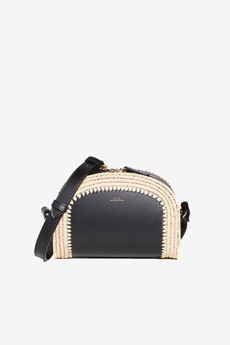 バッグ A.P.C mini Demi-Lune raffia crossbodybag A.P.C. Mini Demi-Lune Raffia Crossbody Bag | Neutrals | FARFETCH