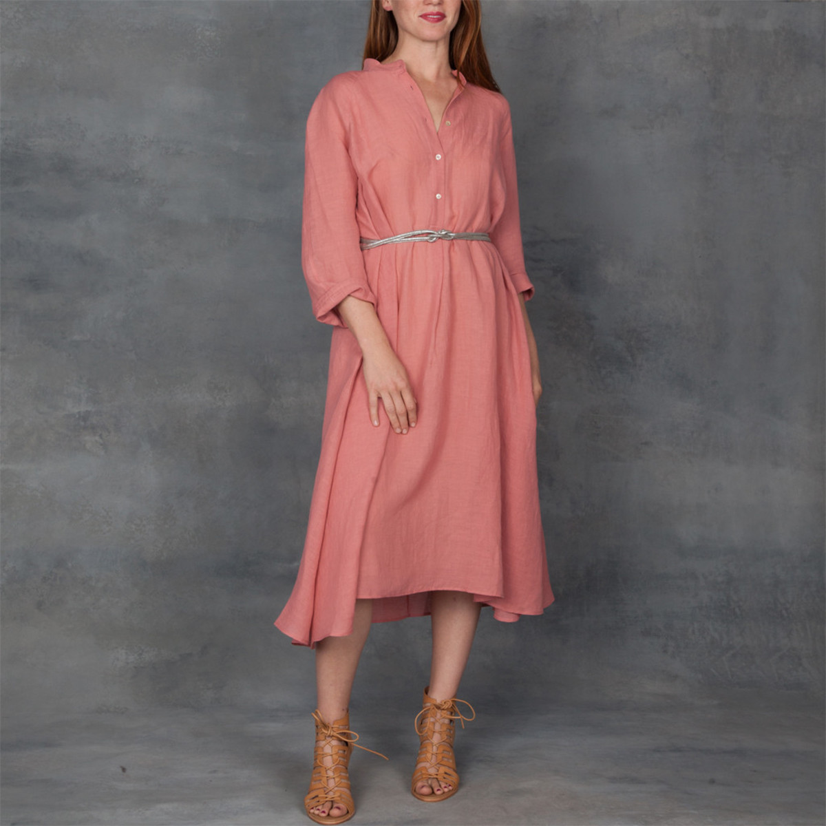 Giada Forte Linen Gauze Dress in Rosa - Image 3 of 6