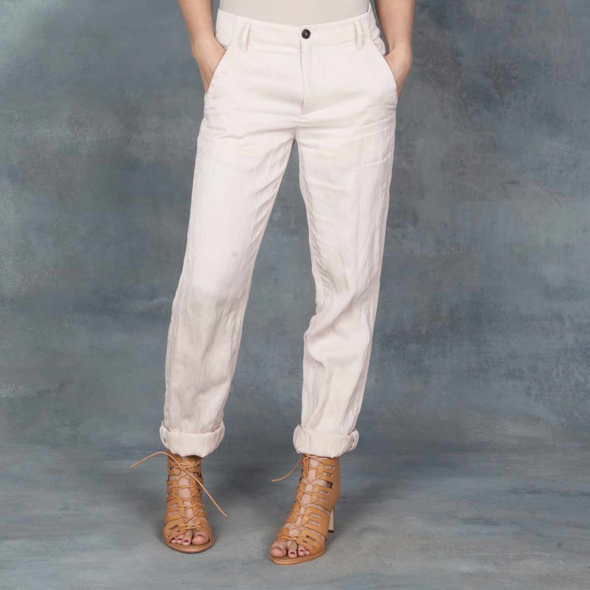 Giada Forte Satin Pants in Pale Pink - Image 1 of 5
