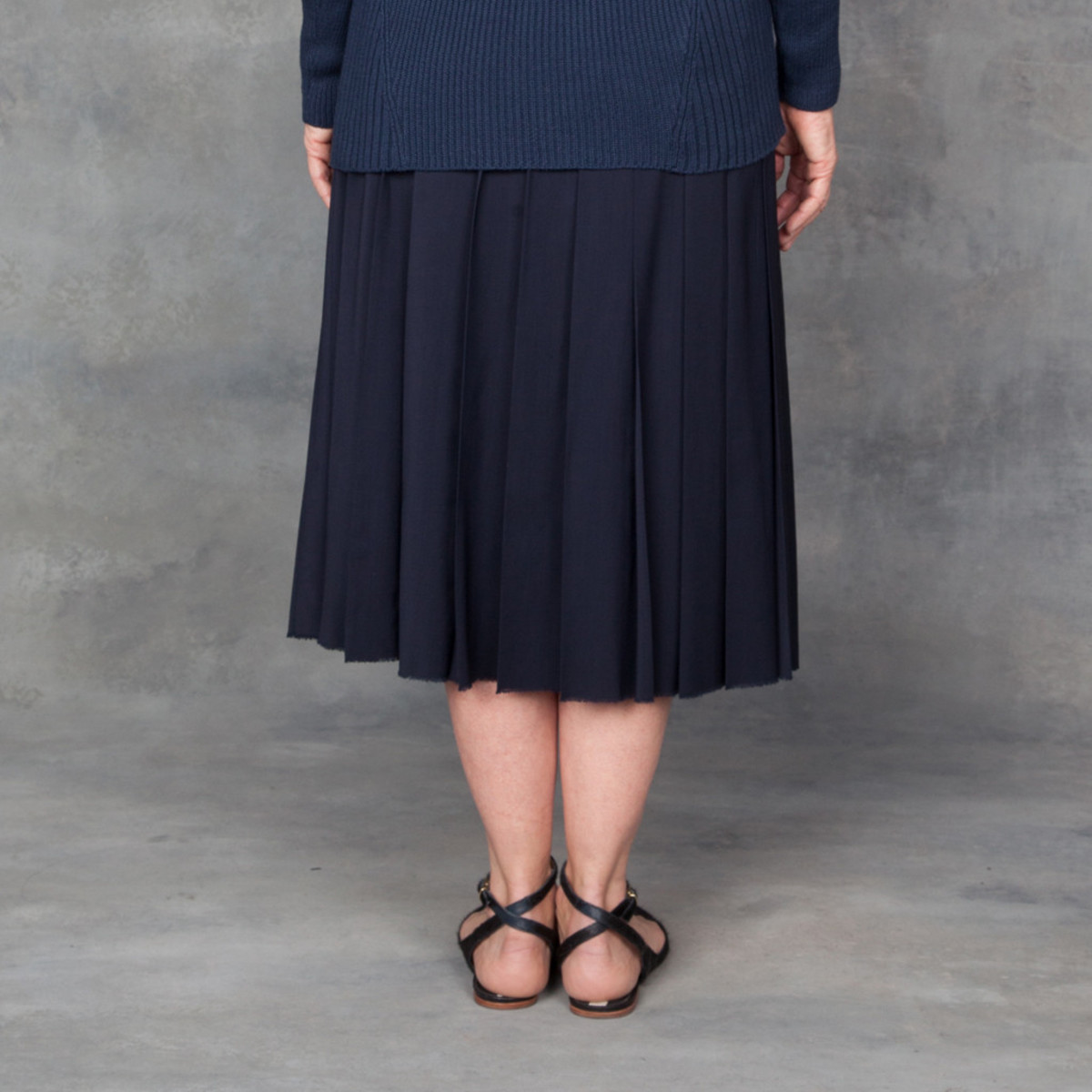 Giada Forte Silk Skirt with Pleats in Navy - Image 3 of 3