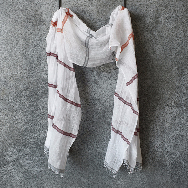 Ethiopian Handwoven Cotton Gauze with Thin Stripe Scarf Garmentory