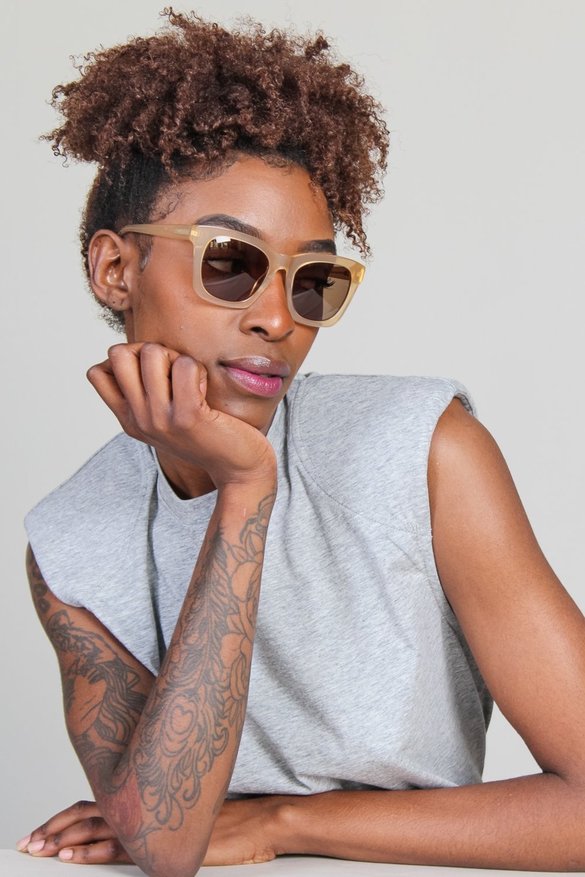 Kate Young for Tura Marley Sunglasses - Champagne - Image 1 of 3