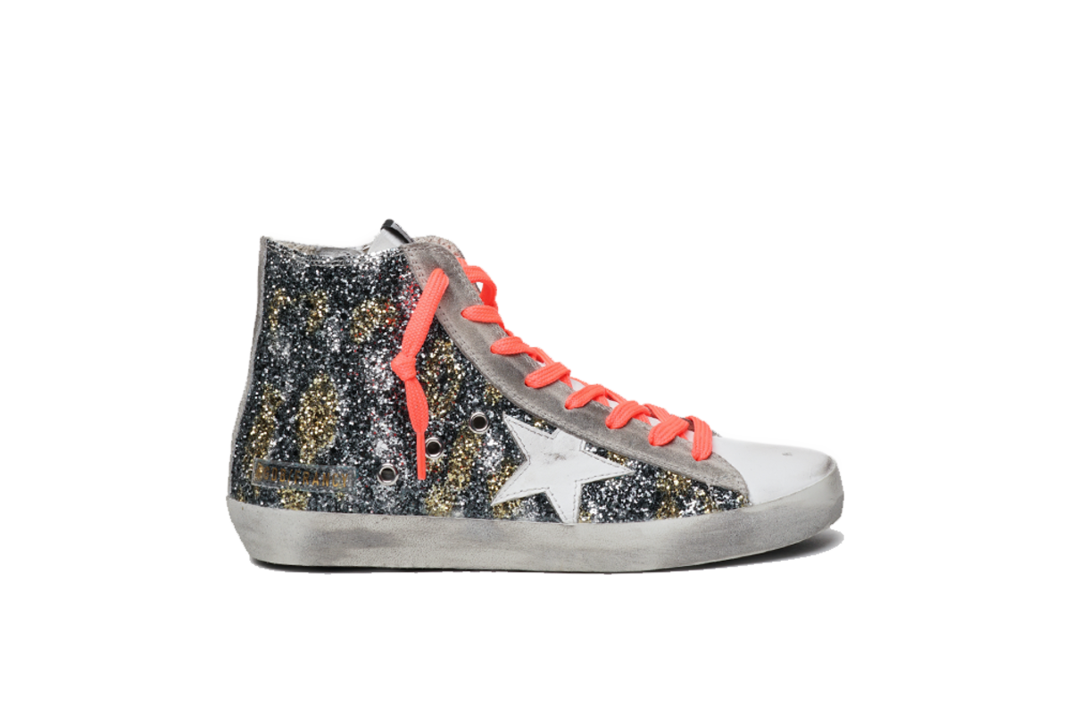 Golden Goose Francy Camouflage Glitter Upper Leather Star Suede