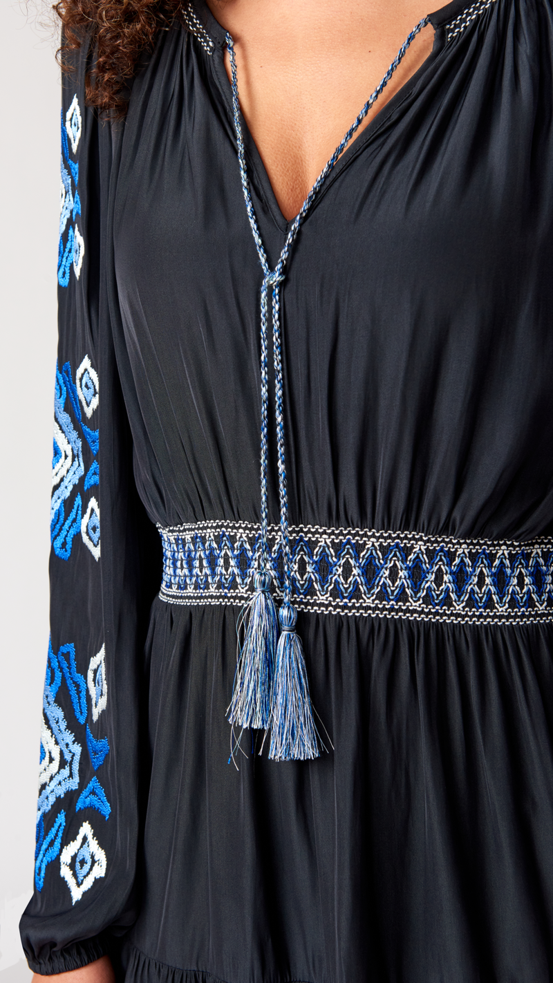 Marie Oliver Kira Embroidered Dress - Ikat