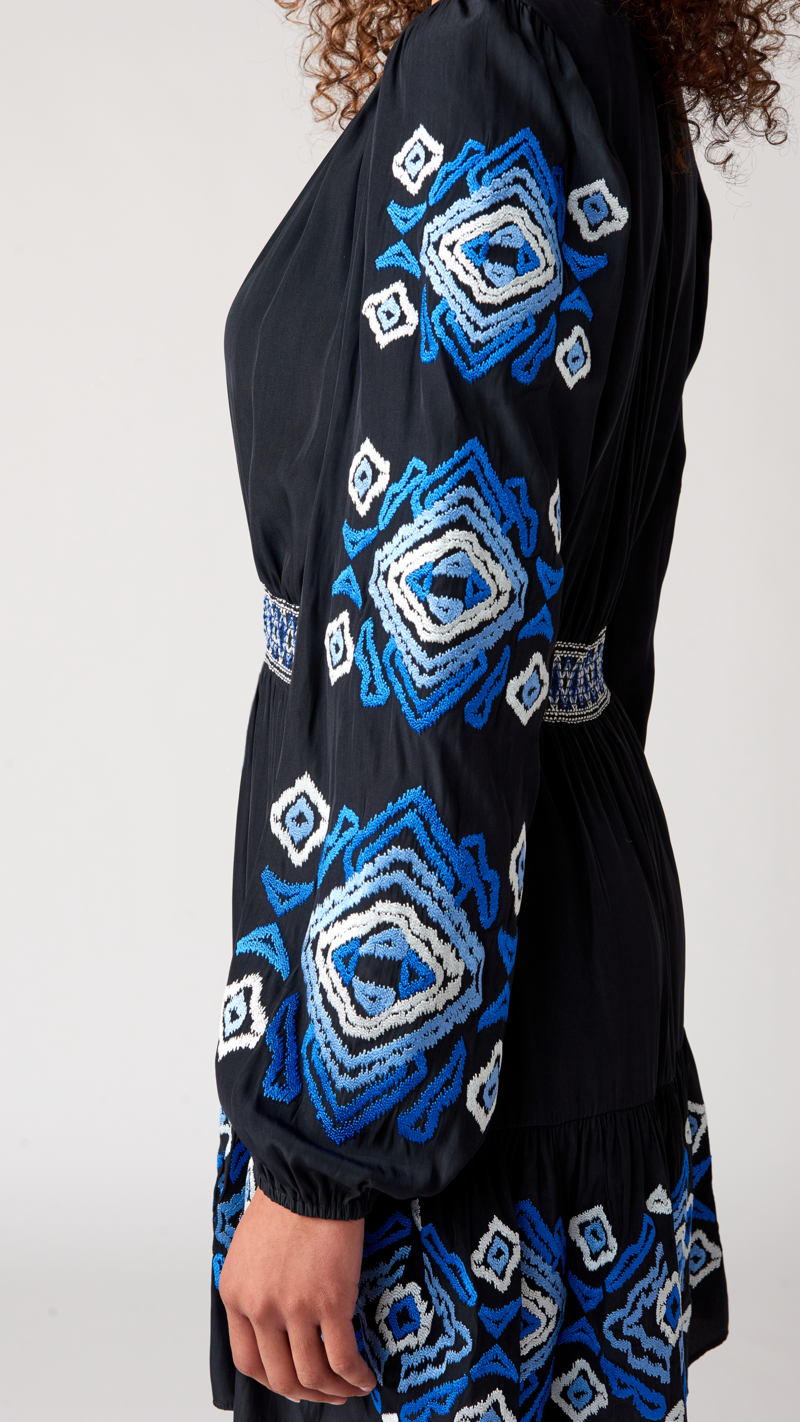 Marie Oliver Kira Embroidered Dress - Ikat