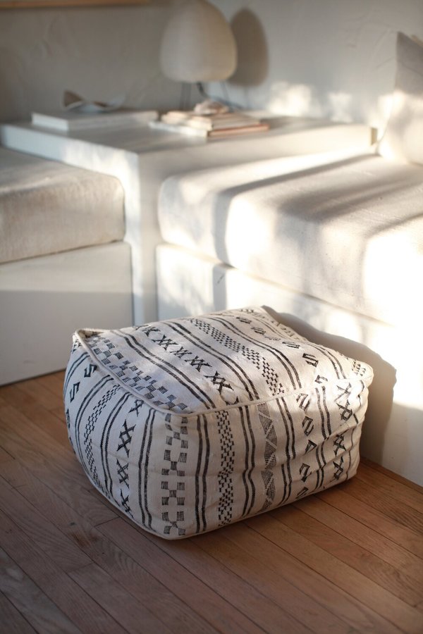 nomad collective Moroccan Cactus Silk Pouf - cream/black nomad collective Moroccan Cactus Silk Pouf - cream/black