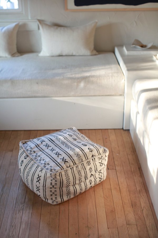 nomad collective Moroccan Cactus Silk Pouf - cream/black nomad collective Moroccan Cactus Silk Pouf - cream/black