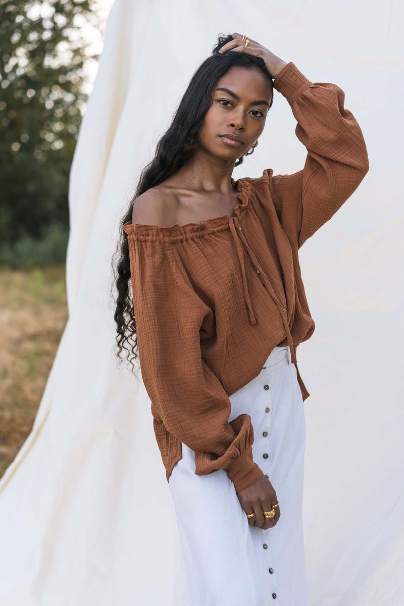 button up peasant blouse