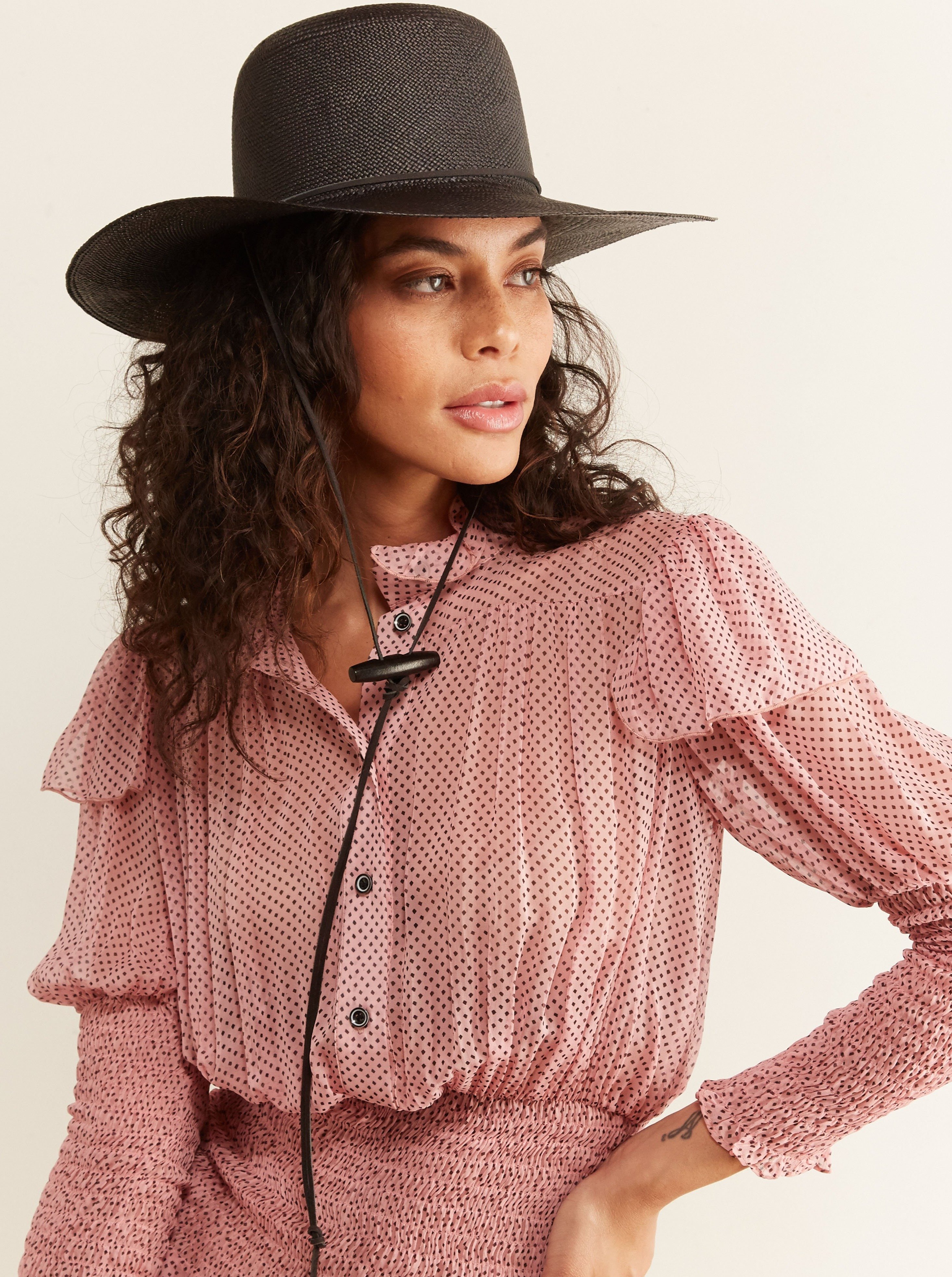 Brookes Boswell Suncrest Panama Straw Hat black Garmentory - Main Image