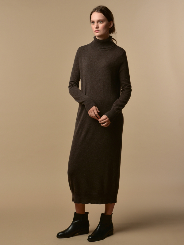 Pure Cashmere NYC Turtleneck Maxi Dress - Cocoa Brown | Garmentory