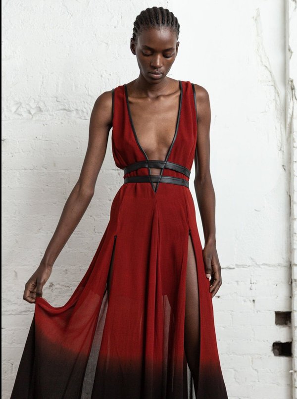 Nicholas K Rhine Dress - Crimson/Black | Garmentory