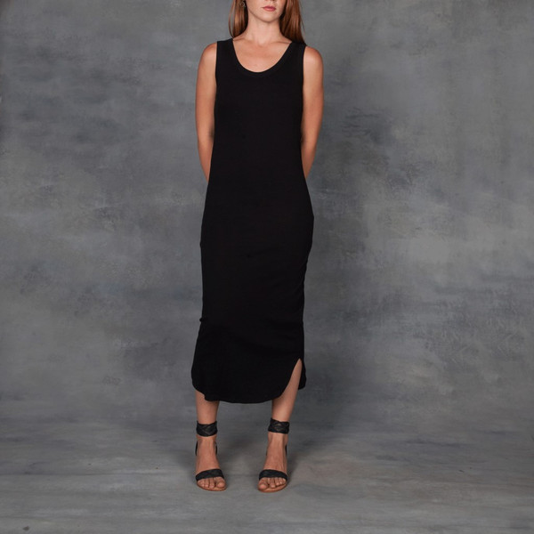 Organic By John Patrick 1x1 Cotton Rib Tank Dress in Black Organic By John Patrick 1x1 Cotton Rib Tank Dress in Black