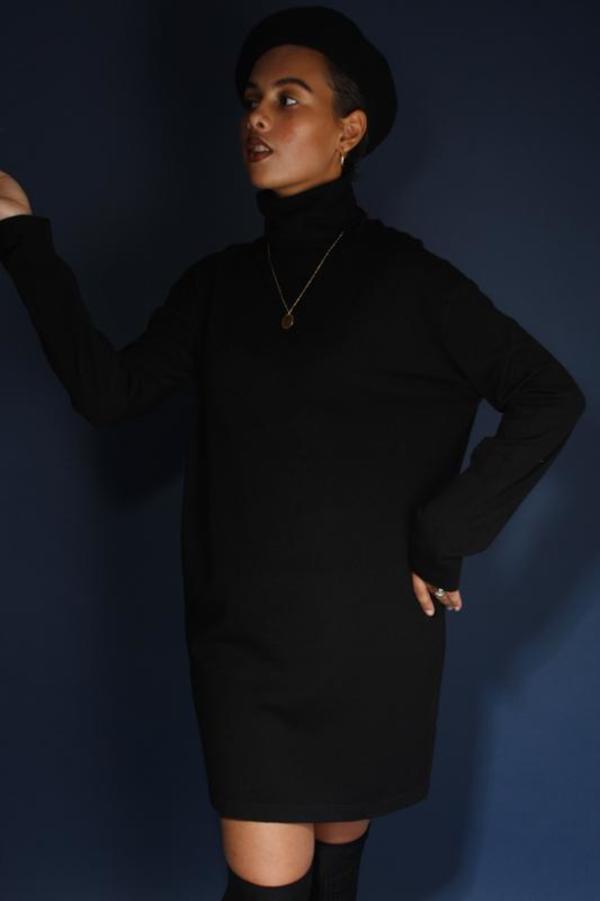 cashmere turtleneck mini dress Cotton Cashmere Mock Neck Mini Dress in Heather Oatmeal