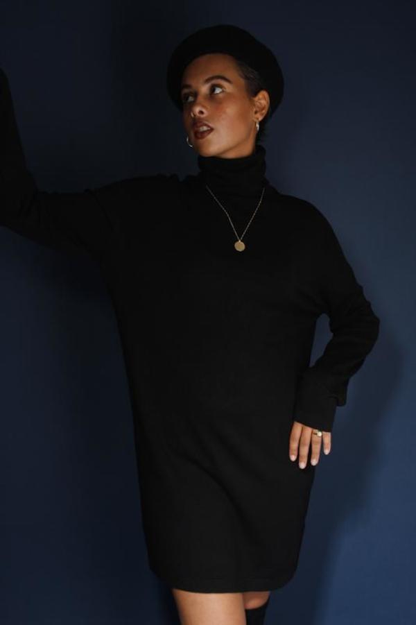 Olivaceous EDIE CASHMERE TURTLENECK MINI DRESS - black | Garmentory