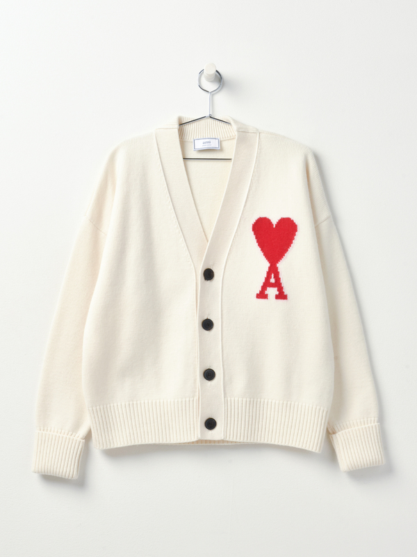 Ami Paris Big White Cardigan Ami Paris ADC Big Cardigan In Ecru