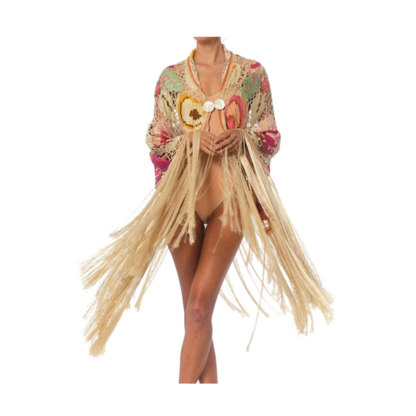 Morphew Silk Fringe 1920s Crochet Cocoon Cardigan Morphew Silk Fringe 1920s Crochet Cocoon Cardigan