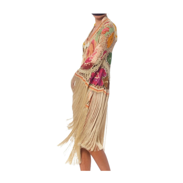 Morphew Silk Fringe 1920s Crochet Cocoon Cardigan Morphew Silk Fringe 1920s Crochet Cocoon Cardigan
