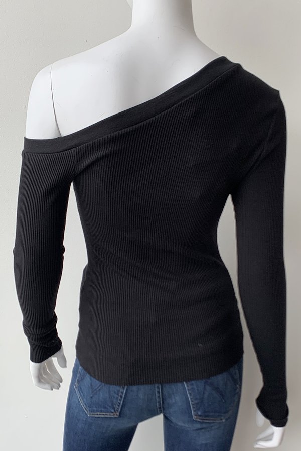 The Range Mass Rib Tilted Button Top - Black The Range Mass Rib Tilted Button Top - Black