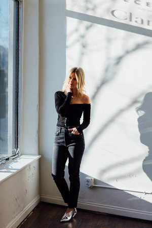 The Range Mass Rib Tilted Button Top - Black The Range Mass Rib Tilted Button Top - Black