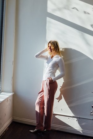 The Range Stark Jumbo Waffle Knit Gathered Slash Top - White The Range Stark Jumbo Waffle Knit Gathered Slash Top - White