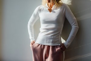 The Range Stark Jumbo Waffle Knit Gathered Slash Top - White The Range Stark Jumbo Waffle Knit Gathered Slash Top - White