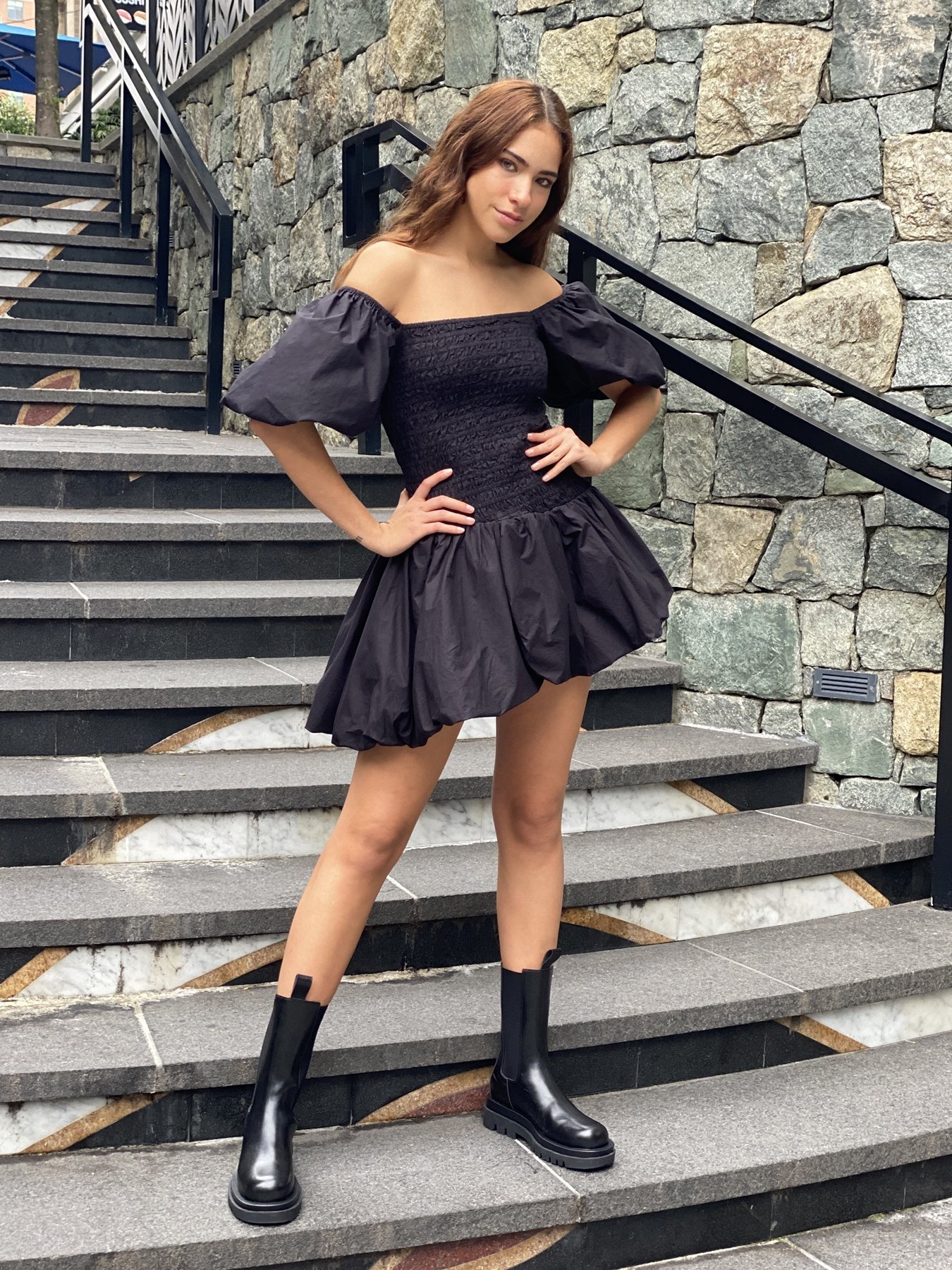 LoveShackFancy Asa Smocked Bubble Dress - Black | Garmentory LoveShackFancy Asa Smocked Bubble Dress - Black | Garmentory